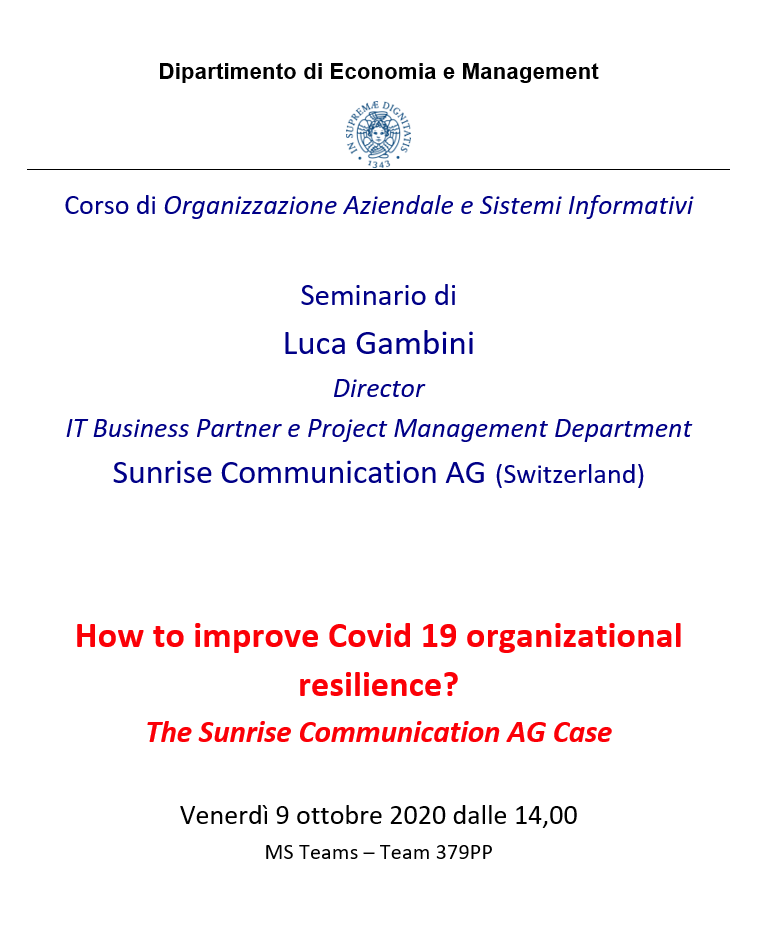 University of Pisa - COVID-19 Organizational Resilience